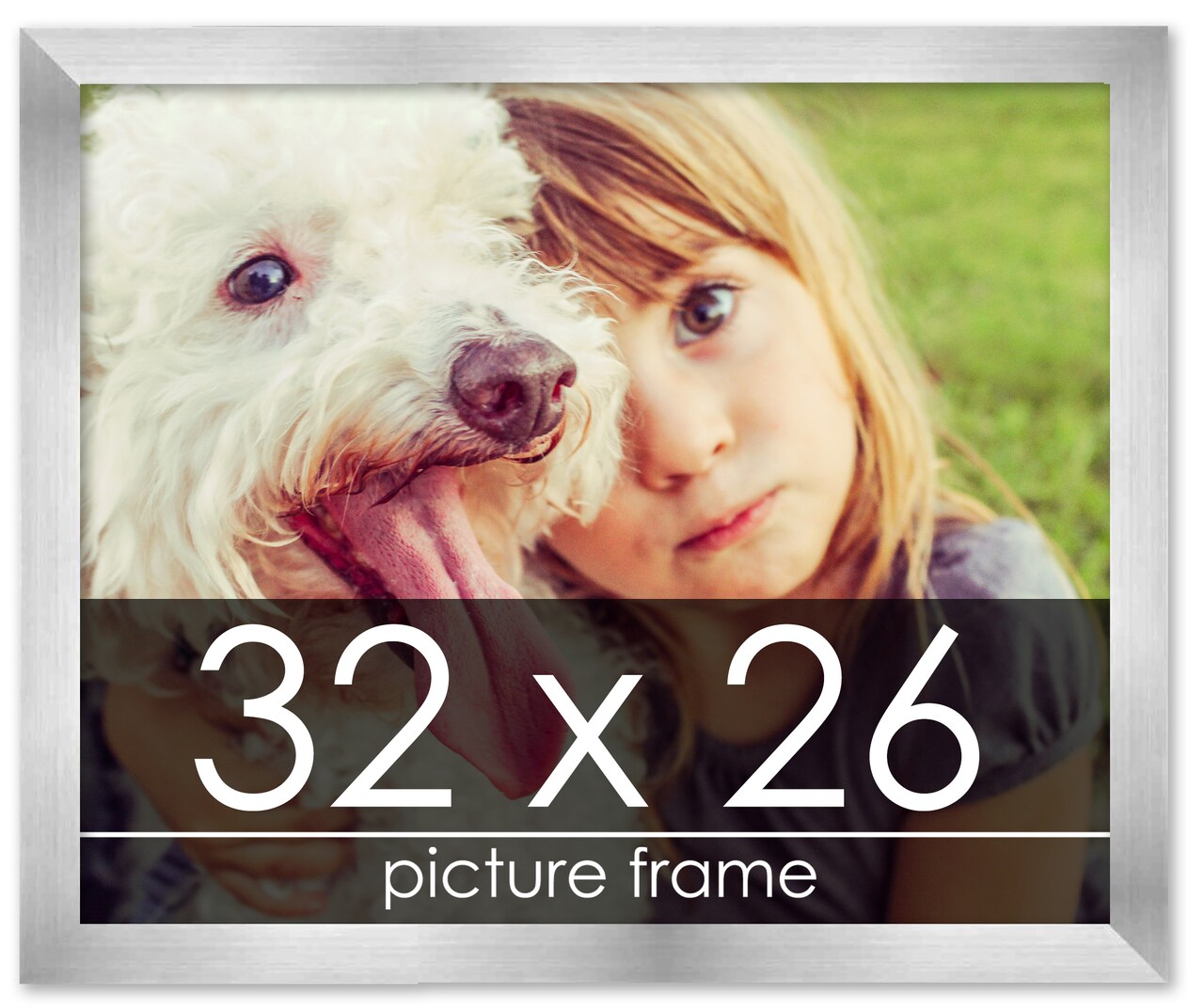 32x26 Solid Wood Picture Frame with UV-Resistant Acrylic & Acid-Free Backing, Available in 6 Finishes: Matte Black, Matte White, Metallic Bronze, Silver, Natural Wood Grain & Mahogany